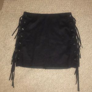 Suede Black Mini Skirt